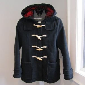 Gap Brand M Black and Plaid Wool Winter Pea Coat